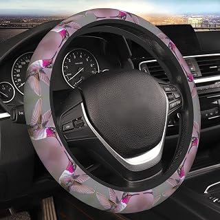 Car Elastic Steering Wheel Cover Universal 15 Inch Vehicle Stretch Steering Wheel Cover Protector Humming Birds Auto Protective Cover Novelty Car Interior Accessories for Men Women