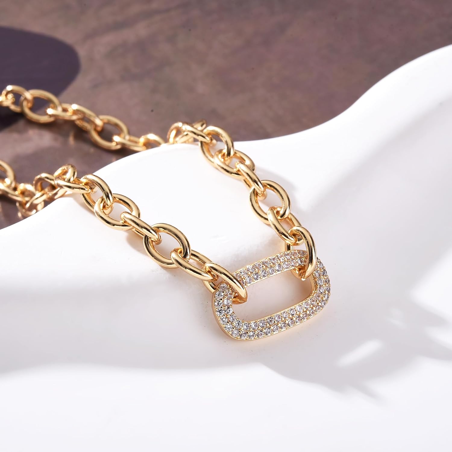 Gold Plated Bracelet for Women, Adjustable Link Chain, Sparkly CZ image 5