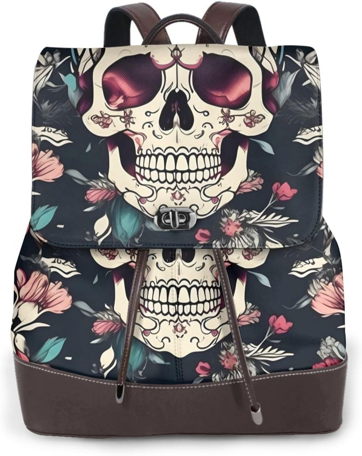 Flowers Skull Ornamental Pattern Print Women'S Backpack Stylish Lightweight Versatile Rucksack Ladies Casual Bag Travel