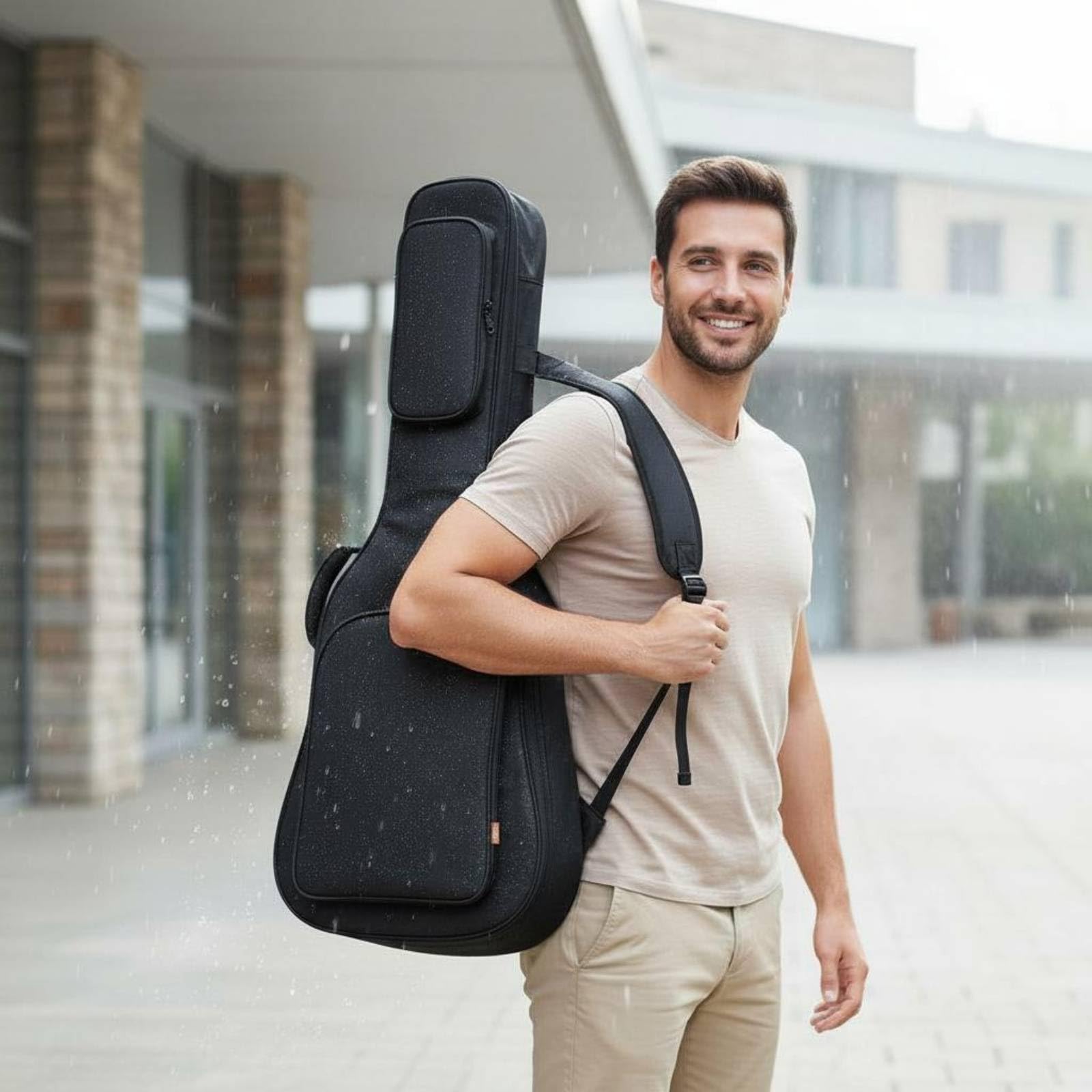 harayaa Funda Impermeable para Guitarra Clásica Bolso Estuche Mochila Acolchada con Correas Ajustables y Asa Lateral Material, Funda De Guitarra De 36 Pulgadas, Modelo Reforzado, Negro Estándar