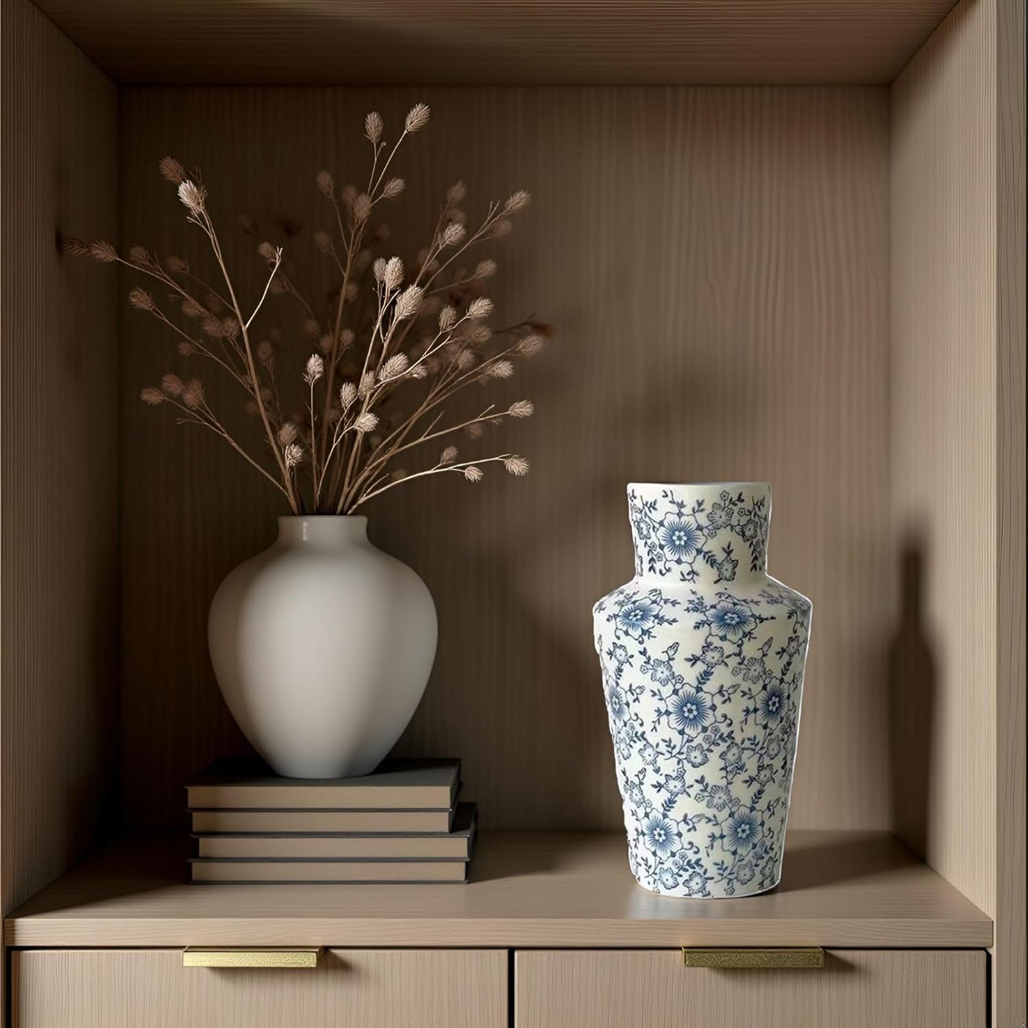 RORA Chinoiserie Blue and White Ceramic Vase - 8.7" Porcelain Floral Design for Home Decor, Centerpiece, or Gift - Perfect for Living Room, Bedroom, Office, or Dining Table - Image 5
