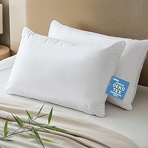 Caelorin Hypoallergenic Bamboo Viscose Breathable Pillows with Down Alternative Filling, King Size Set of 2, Fluffy Luxury Hotel Quality, Machine Washable, Oeko-Tex Certified