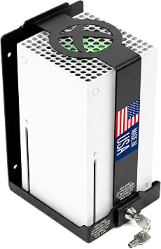 LocDown Security Stand Enclosure Compatible with Xbox Series X Steel Anti Theft Locking Case with Dual Cam Lock, Ventilated Design, Wall or Desk Mount, Commercial Gaming Protection Xbox Series X