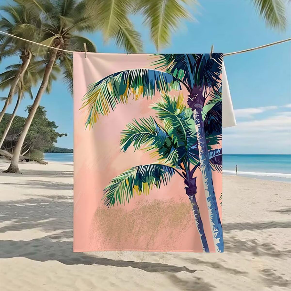 Toalla de Playa Grande 220x100cm/35x70cm, Juego de 2 Toalla Microfibra XXL de Antiarena, Toallas Playa Suave Ligera, Absorbente Secado Rápido, Beach Towel Viaje Yoga, Regalo Mujer Hombre (Árbol) J-7
