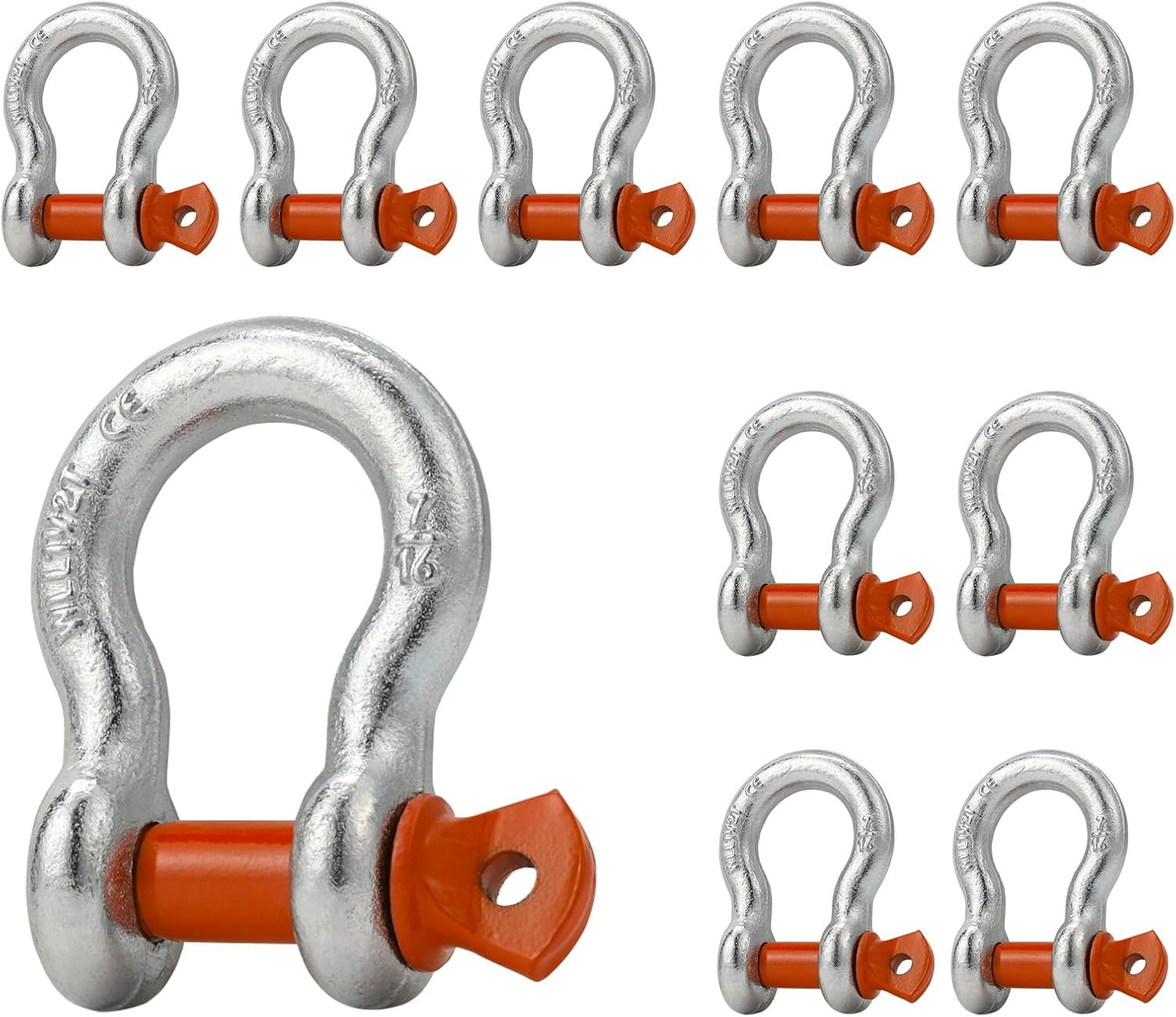 Leero 5/8" D Ring Shackles, 3.25 tons (7,165 Lbs) Working Load Limit, Clevis Shackle with 3/4" Alloy Screw Pin, Heavy Duty Shackles for Towing, Terrain Vehicle, Jeep, Trailer, Orange (2 Pack)
