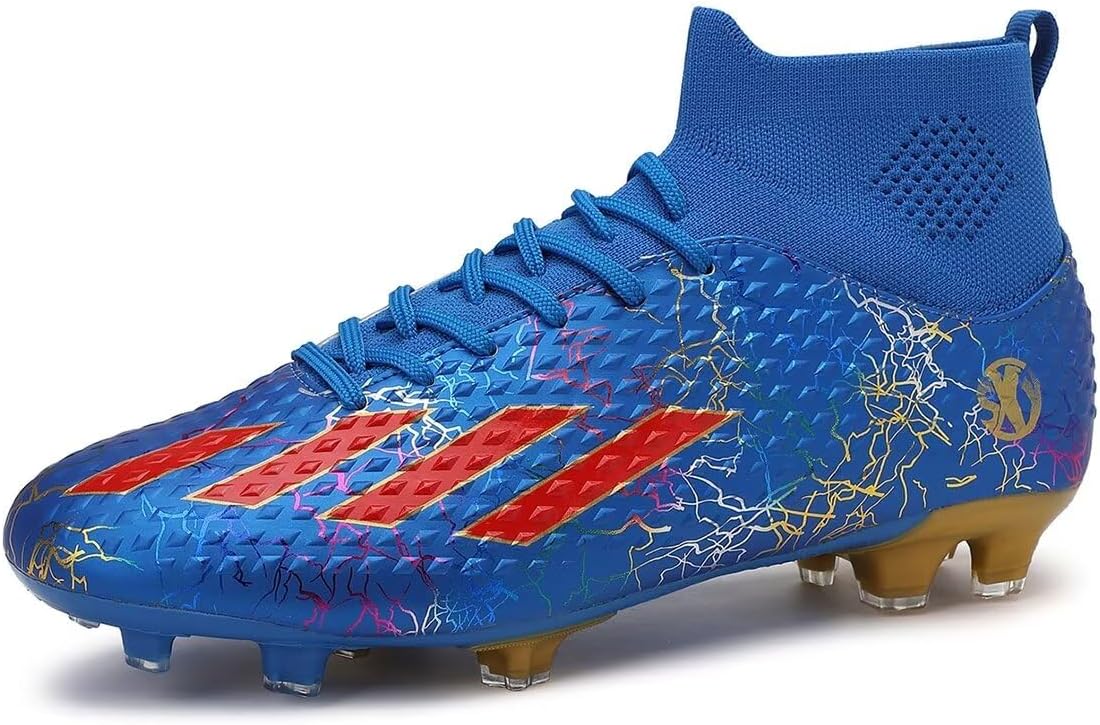 Men and Women Soccer Shoes Adults FG Sole Soccer Cleats Elastic High-collar Knit Design Lightweight Training Football Shoes