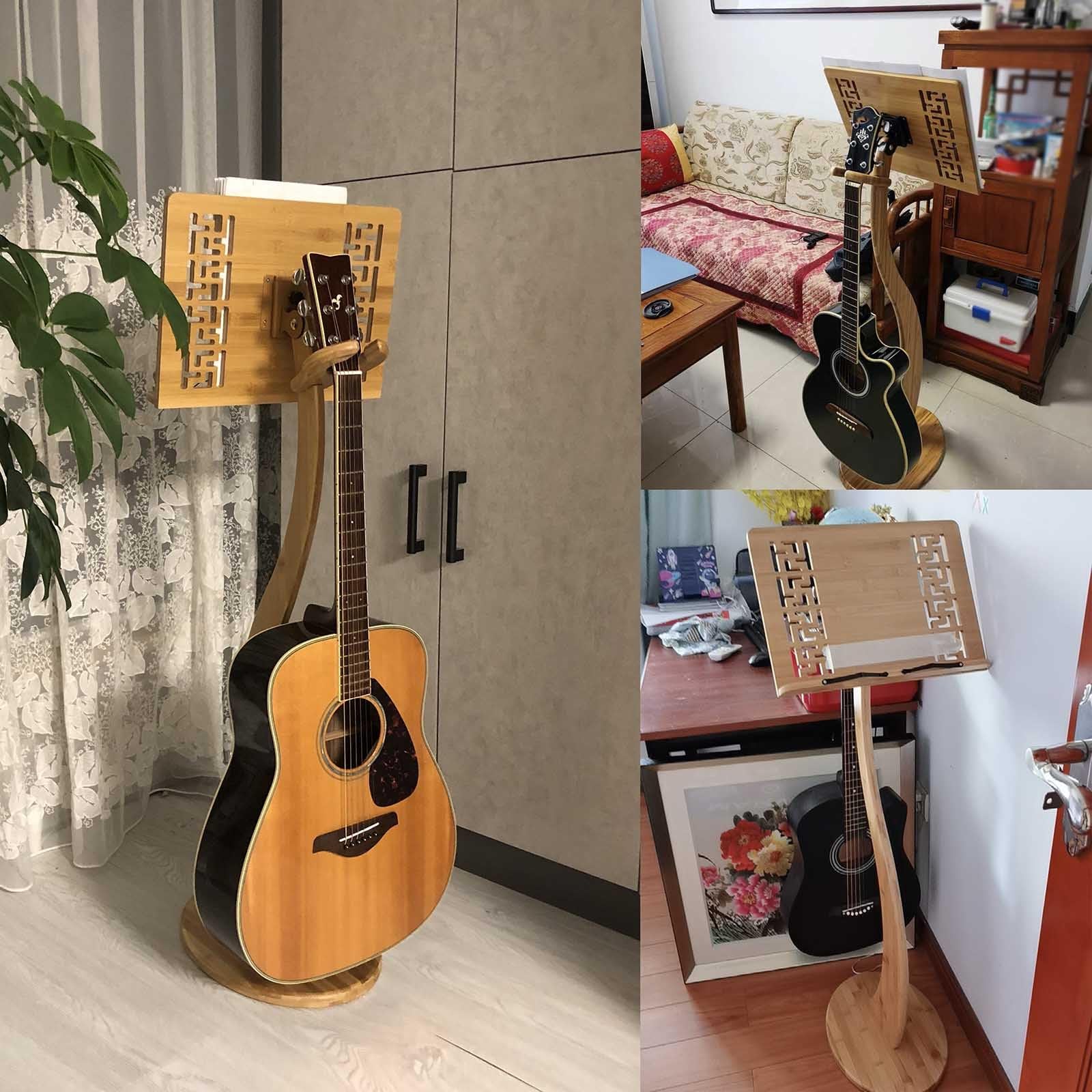 Leggio in legno per spartiti professionale per libri di musica 2 in 1 doppio uso leggio per violino bambù naturale stazione in legno per registi a forma di S stabilizzatore aj