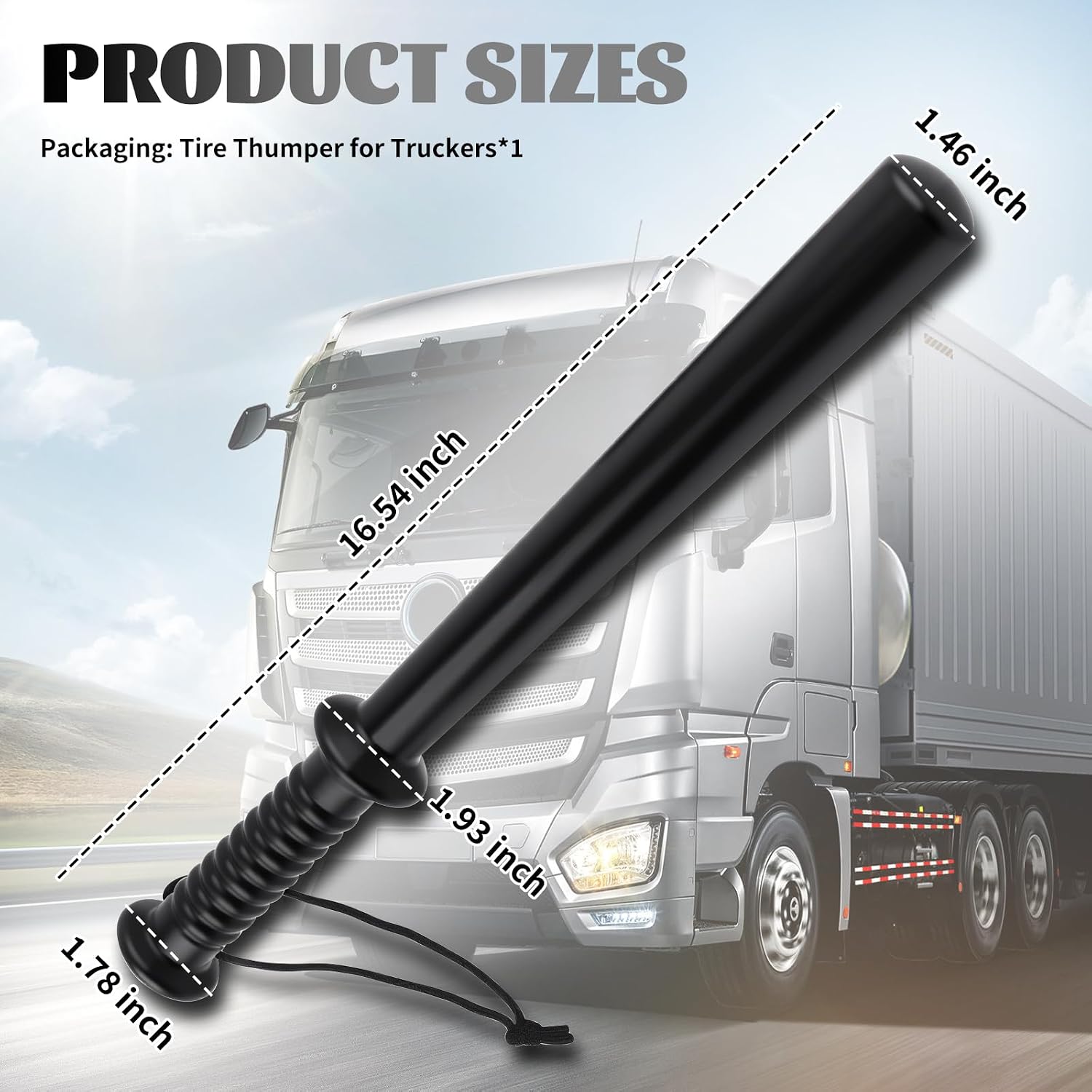 PC Tire Thumper for Truckers with Wrist Strap/Non-slip Handle,Durable Truck Tire Thumper Self Defense Tool for Quick Tires Condition Checks,Versatile Self Defense Stick as Fish Bat
