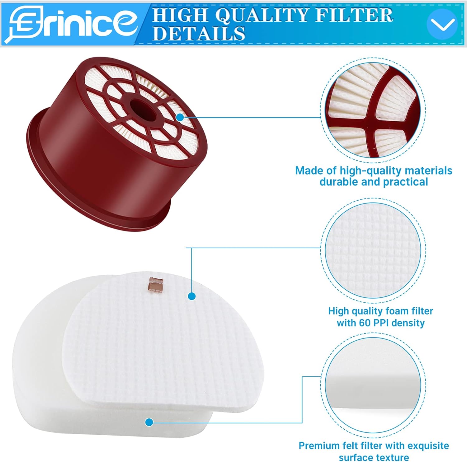 NV400 Filter Replacement for Shark Rotator Professional Upright | Vacuum NV400 NV401 NV402 Accessories Washable Reusable Spare Part,1 HEPA + 2 Foam Filters, Compare to Part # XFF400 & XFH400