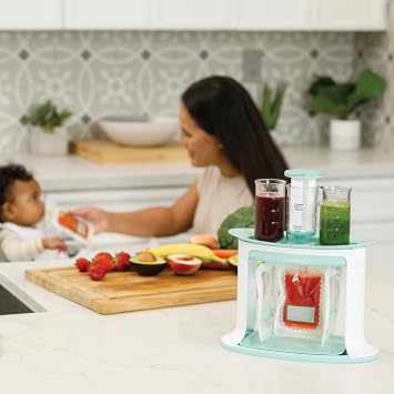 Infantino Squeeze Station, Teal, Homemade Pouches Made Simple, Squeeze Station V2 (Pack of 6)