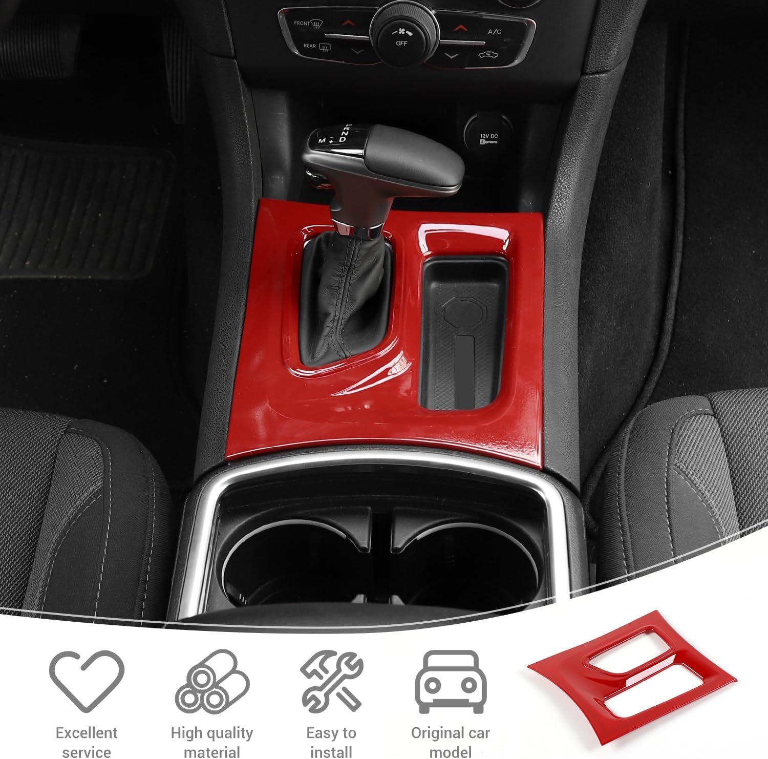 for Charger Gear Shift Panel Cover Trim Fit for Dodge Charger 2015-2023 Red Interior Accessories 1pc