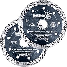 Profi Diamant-Trennscheibe Granit SUPERCUT 125 mm 2er Spar-Set Fliesentrennscheibe extra dünn für Fliesen Feinsteinzeug Keramik Naturstein Kacheln Dachziegel extrem leichtläufig
