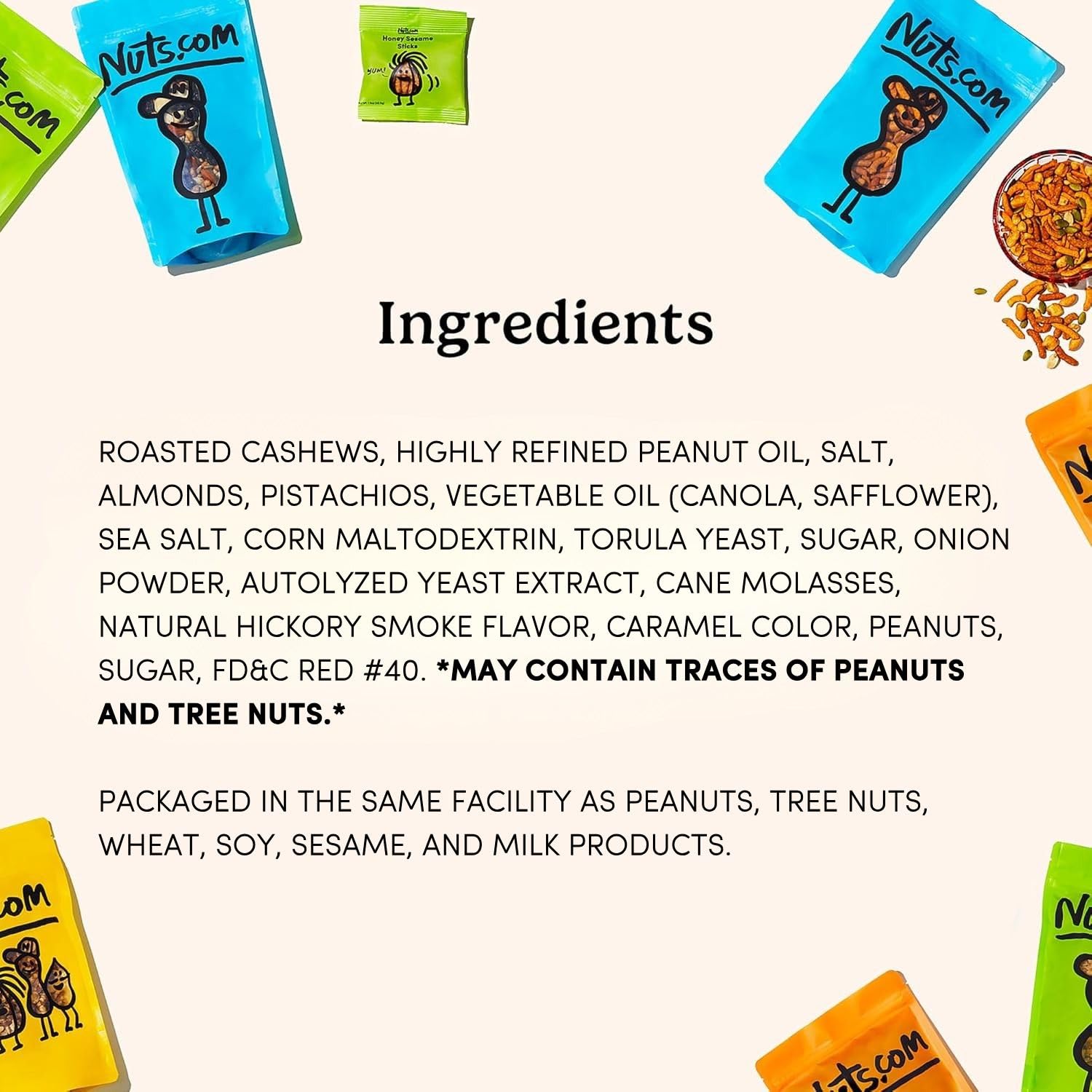 Nuts.com Mixed Nut Sampler – Variety Snack Box for Festive Gifts – 1.25Lb Gift Package Includes Pistachios, Peanuts, Hickory Smoked Almonds, Roasted and Salted Cashews