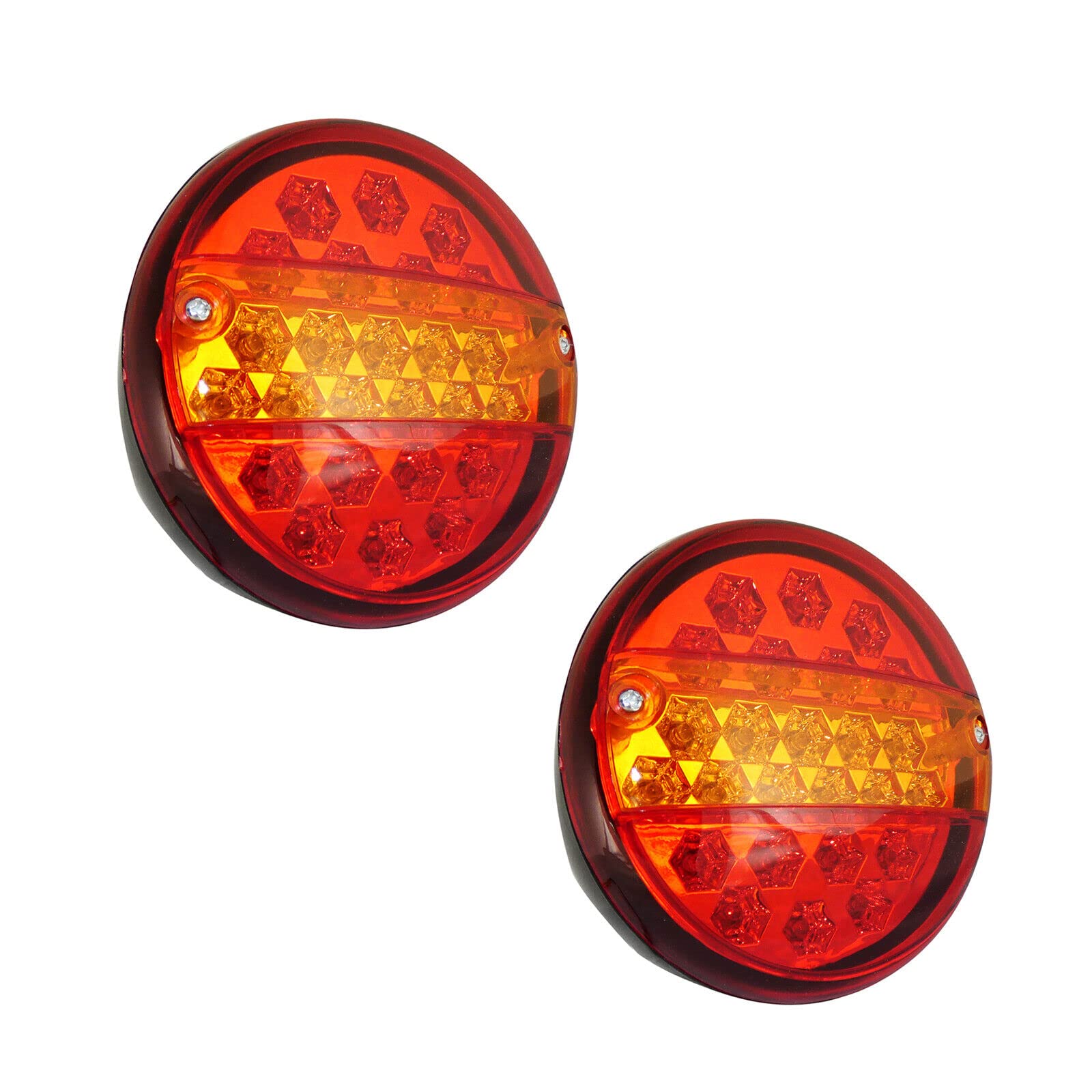 Generico 4 Pezzi Luci Fari Fanali 12v 24v Posteriori Rotondi 25 LED 3 funzioni Autocarro Camion Rimorchi Camion