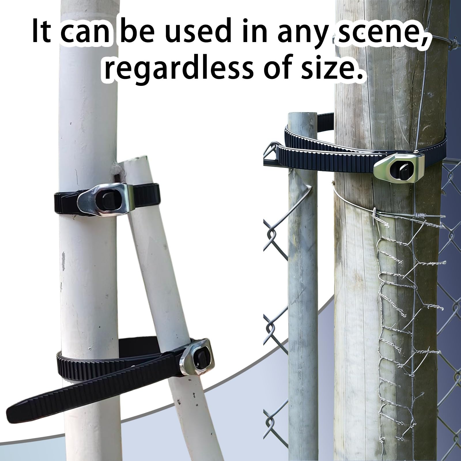 Heavy-Duty Grip Lock Straps, 12/20 Inch Reusable Ratchet Zip Ties with Stainless Steel Buckle, Adjustable Connectable Tie-Down Straps for Fencing, Poles, Pipes, Roof Racks(6pc,20IN)
