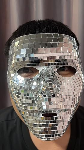 Miniatura 4 de Shop Love Máscara facial con purpurina de bola de discoteca, máscara musical con purpurina para adultos, máscaras anónimas geniales para fiestas de