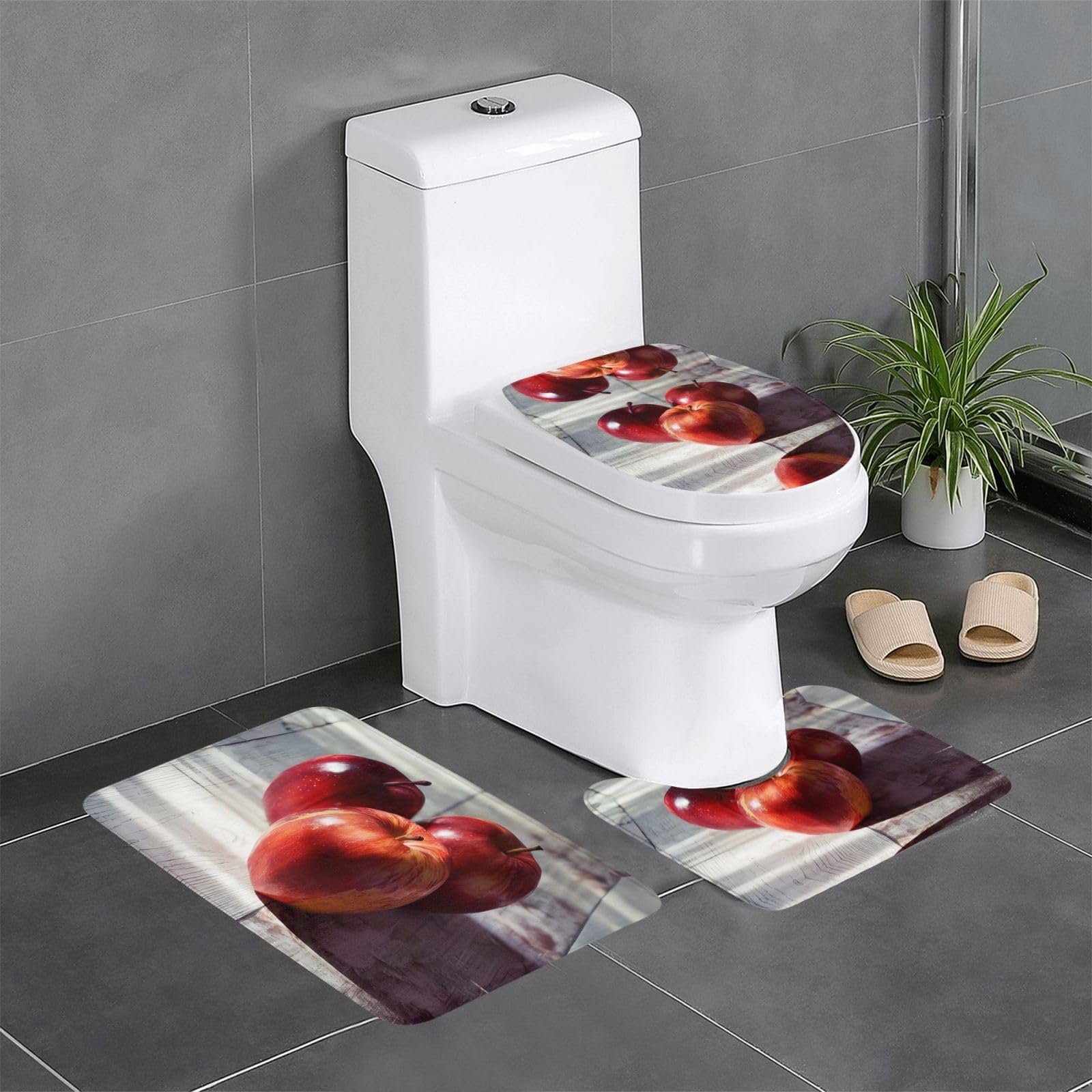Tapis de bain absorbants anti-glissade lot de 3 motifs fruits pour douche