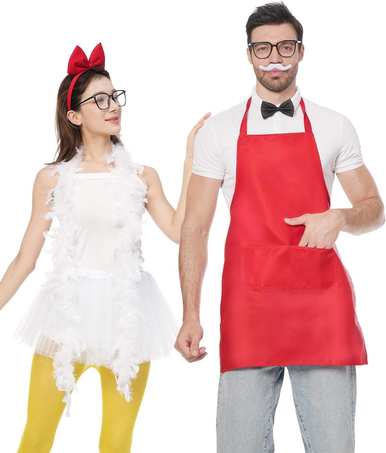 2 Pcs Chicken Couple Fast Food Costume Set for Couples Adult Men and Women Funny Chicken Costumes for Halloween - Image 3