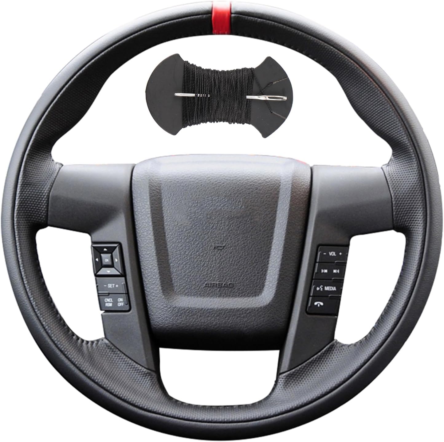 Car Steering Wheel Cover Microfiber Leather Stitch Wheel Wrap Fit for Ford F150 F-150 SVT Raptor 2010 2011 2012 2013 2014,Black