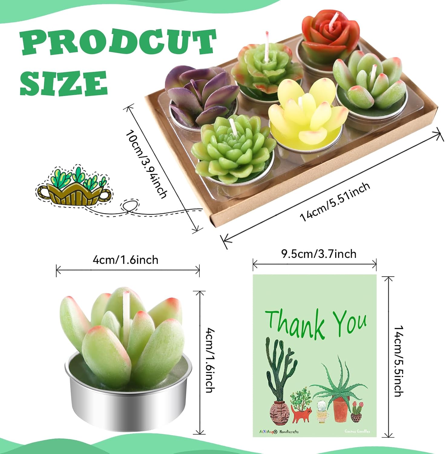 AIXIANG 12 Pack Cactus Candles - Succulent Wedding Favors,Bridal Shower, Baby Shower Favors,Party Decor, Home & Holiday Gifts,Ready-to-Gift Packaging