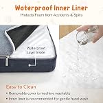 EMPSIGN Matelas de lit de chien réversible (Cool & Chaud), Doublures anti-eau, Couverture lavable à la machine amovible, Lit de caisse de soutien pour animaux de compagnie pour petits à grands chiens, peluche courte marine/Canvas Gray
