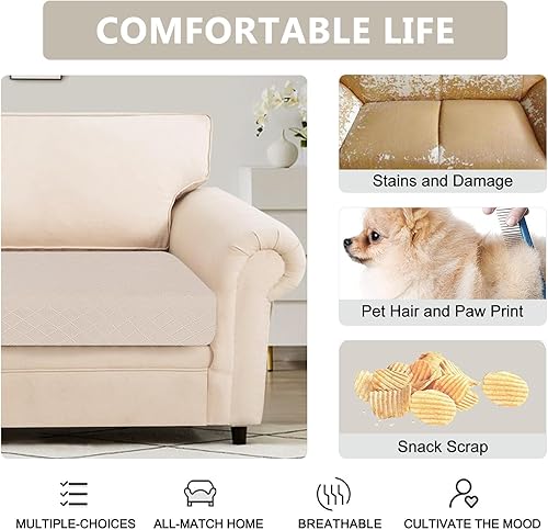 Miniatura 4 de SearchI Fundas elásticas de cojín de repuesto para sofá y silla, funda de asiento jacquard con celosía de diamante para sofá seccional, protector de