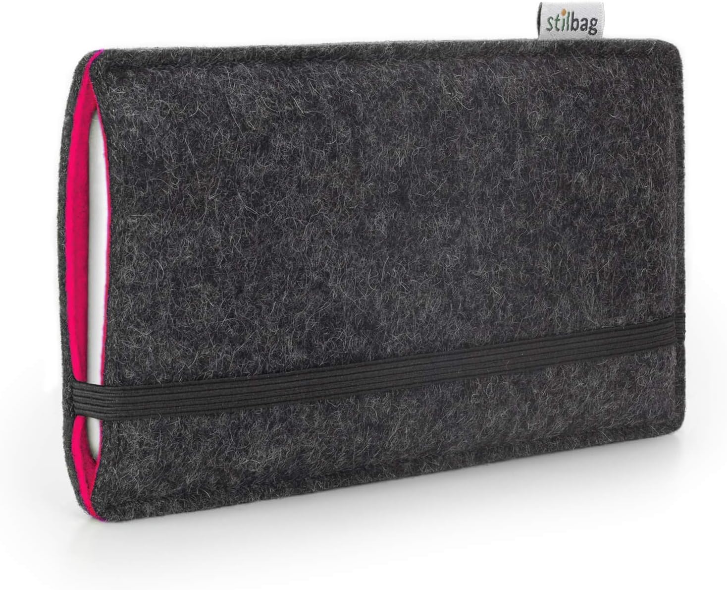 Stilbag Felt Pouch 'FINN' for Apple iPhone SE – Colour: anthracite/pink
