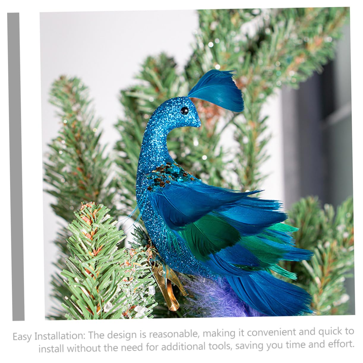 Alipis 2stücke Pfauen-Clip-Dekoration Glitzernd Künstliche Vogelornamente für Weihnachtsbaum mit Langem Schwanz als Schmuck für Kranz und Girlande