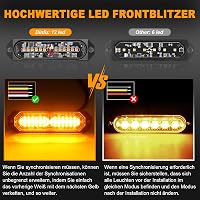 Dinfu 4x12 LED Figyelmeztető Villogó Lámpa - 12V/24V, 48W, Narancssárga, 21 Villogási Móddal, IP67 Vízálló, Autó, Teherautó, Traktor Kompati 5