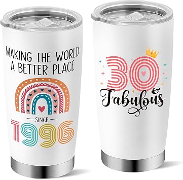 30th Birthday Gifts for Girls,1996 30th Birthday Decorations for Woman, 30Year Old Birthday Gift Ideas, 20 oz Stainless Steel Vacuum Insulated Tumblers