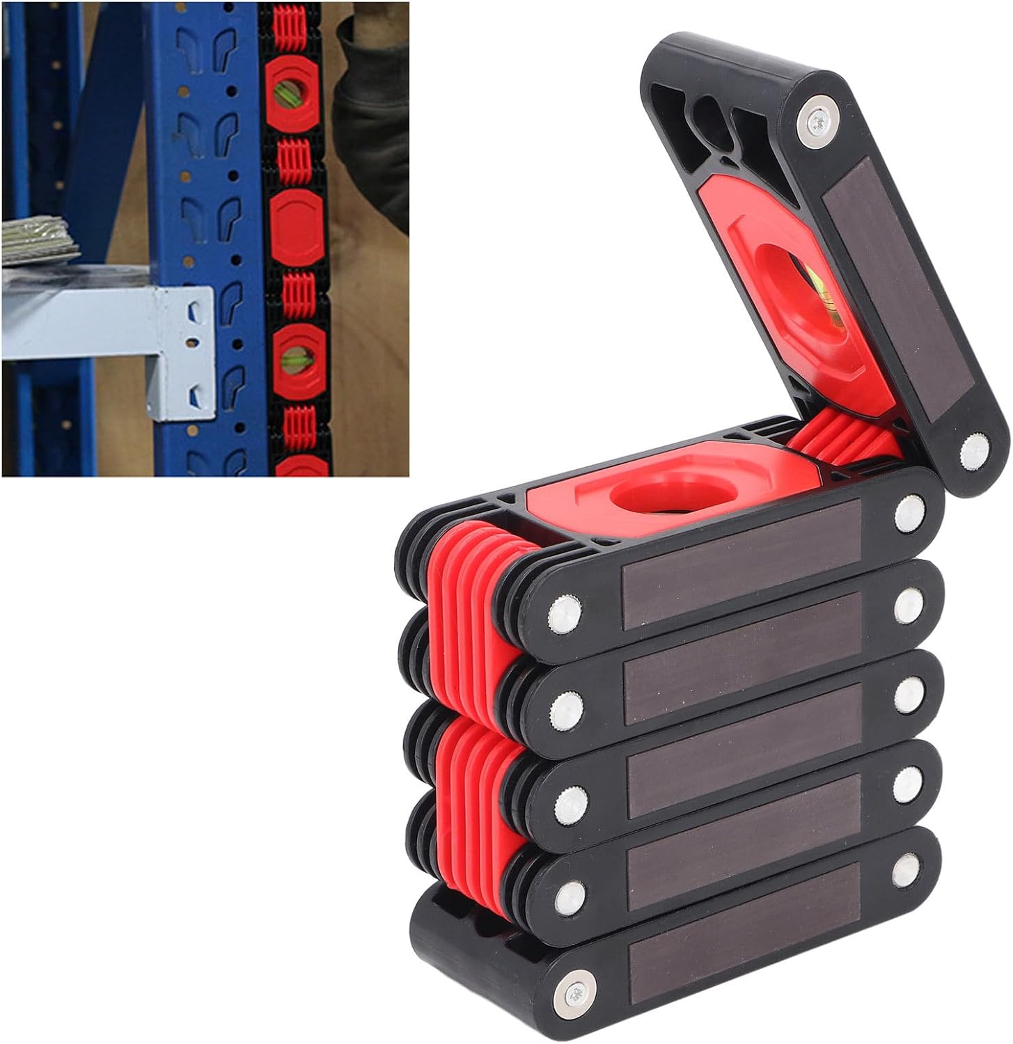 Folding Level, 6 Sections Foldable Level Measuring Woodworking Tool 72cm Multi Angle Measurement Magnetic Level for Carpenters, Woodworkers