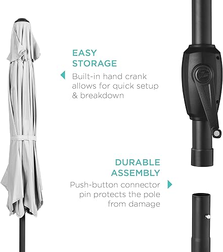 Vista 13 de Best Choice Products - Paraguas redondo para exteriores de alta resistencia (7.5 pies).