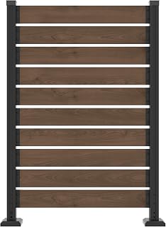 60'' H x 40'' W Outdoor Cedar Wood Privacy Screen with Aluminum Posts, Easy Assembly, for Hard Surfaces & Soil, Deck, Patio, Garden, Balcony, Air Conditioner Enclosure, Brown (1 Panel)