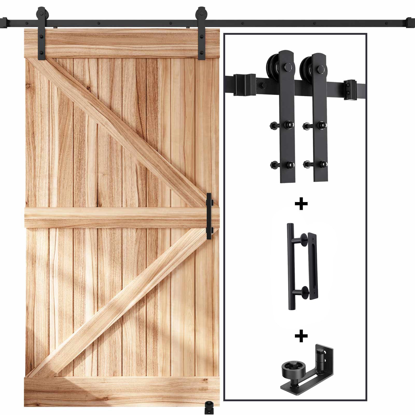 Photo 1 of EaseLife 8 FT Sliding Barn Door Track and Handle Hardware Kit, Straight Pulley,Slide Smoothly Quietly,Easy Install (8FT Track Kit for 40"~48" Wide Single Door)