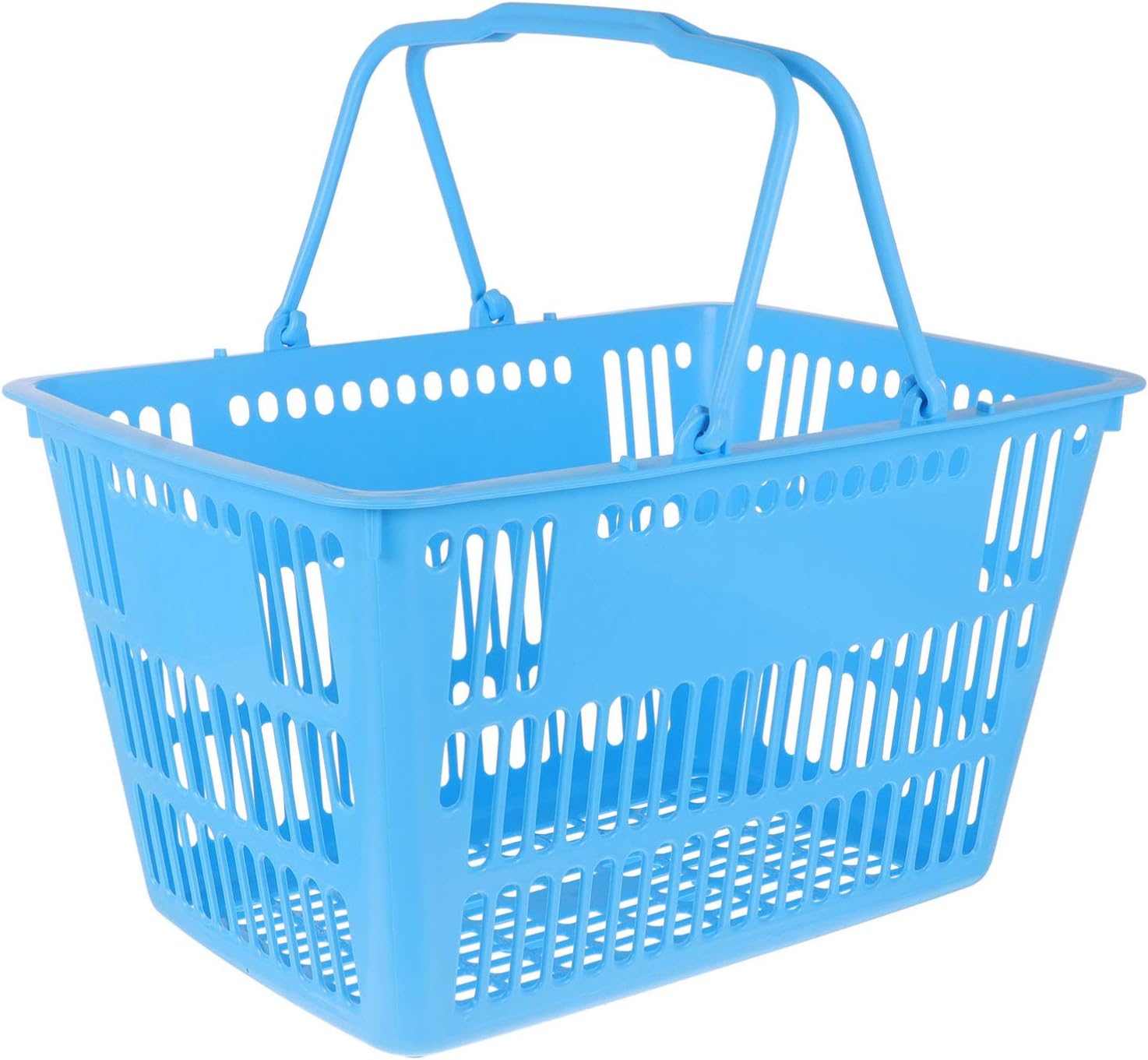 POPETPOP Shopping for Retail Store: Grocery With Handles Plastic 16L Market Stackable Storage Basket for Supermarket Bookshop Laundry, 15.35 x 10.24 x 8.46 inch