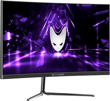 Oversteel - KRYPTO Gaming Monitor QLED 27'' QHD 2560x1440, VA Panel, 169, Curved R1500, 1ms, 144 Hz, 2x HDMI, Display Port, UK Plug, Black