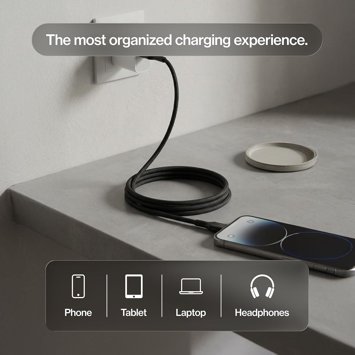 Statik MagStack Pro zwijany magnetyczny kabel ładujący USB C na USB C, 100 | Nylonowa pleciona konstrukcja bez plątania,