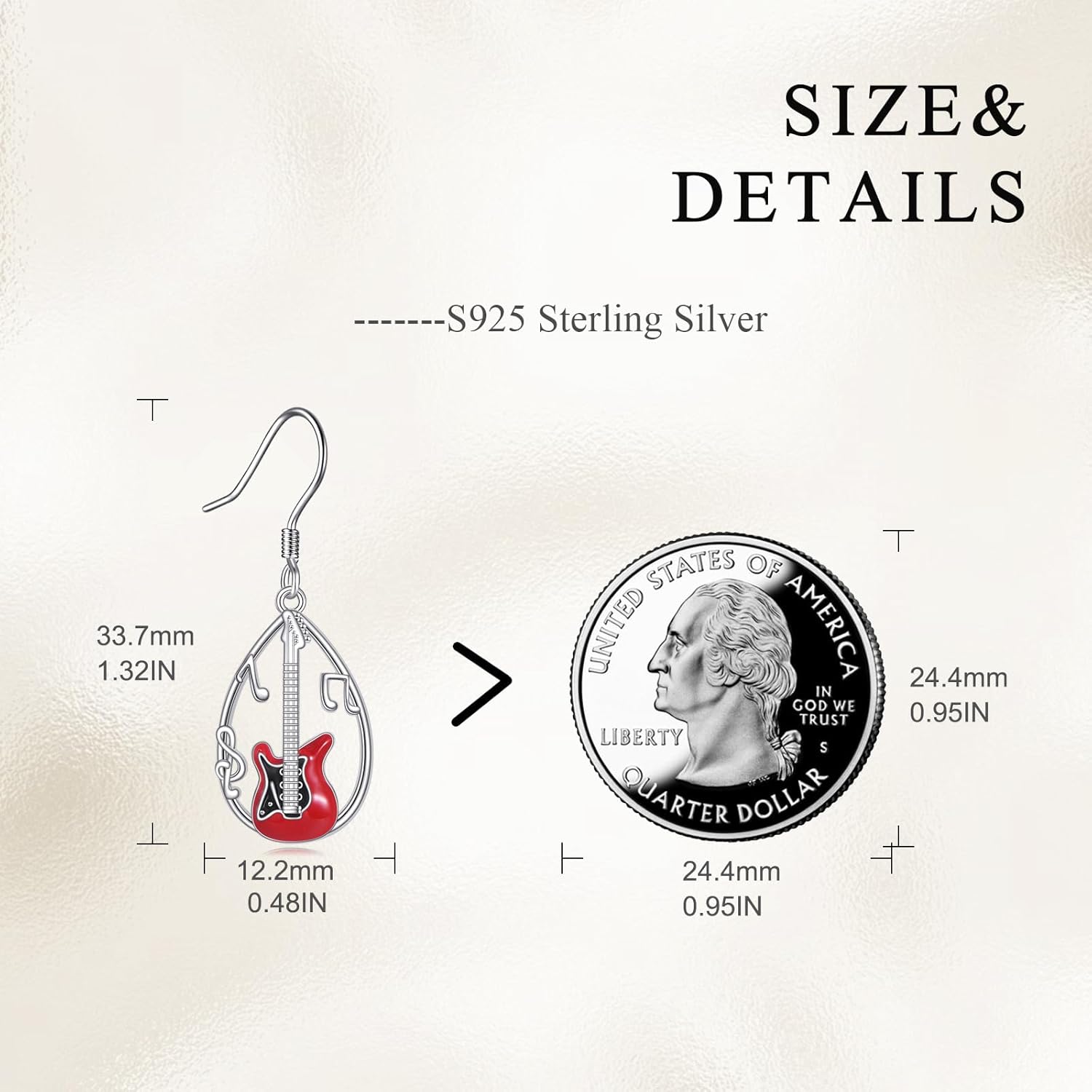 VONALA Book/Music Guitar Dangle Earrings for Women 925 Sterling Silver Book Lovers Jewelry
