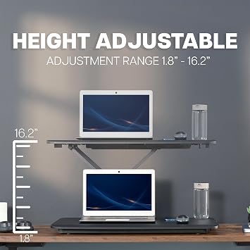 VIVO Black 29 in Single Top Standing Desk Converter, DESK-V000U | Economy, Height Adjustable, Sit Stand Tabletop Monitor and Laptop Riser Workstation, No Assembly Required, Black Frame
