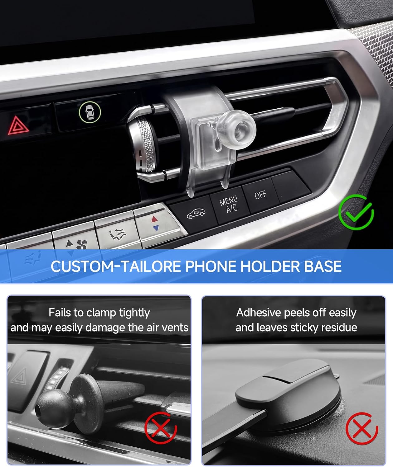 Qi2.2 Max 25W Fast Wireless Car Charger Phone Holder for BMW 3 Series 2019-2025 4 Series/i4 2021-2024 2 Series 2022-2024 Accessories, 360° Rotation Phone Mount Compatible with MagSafe