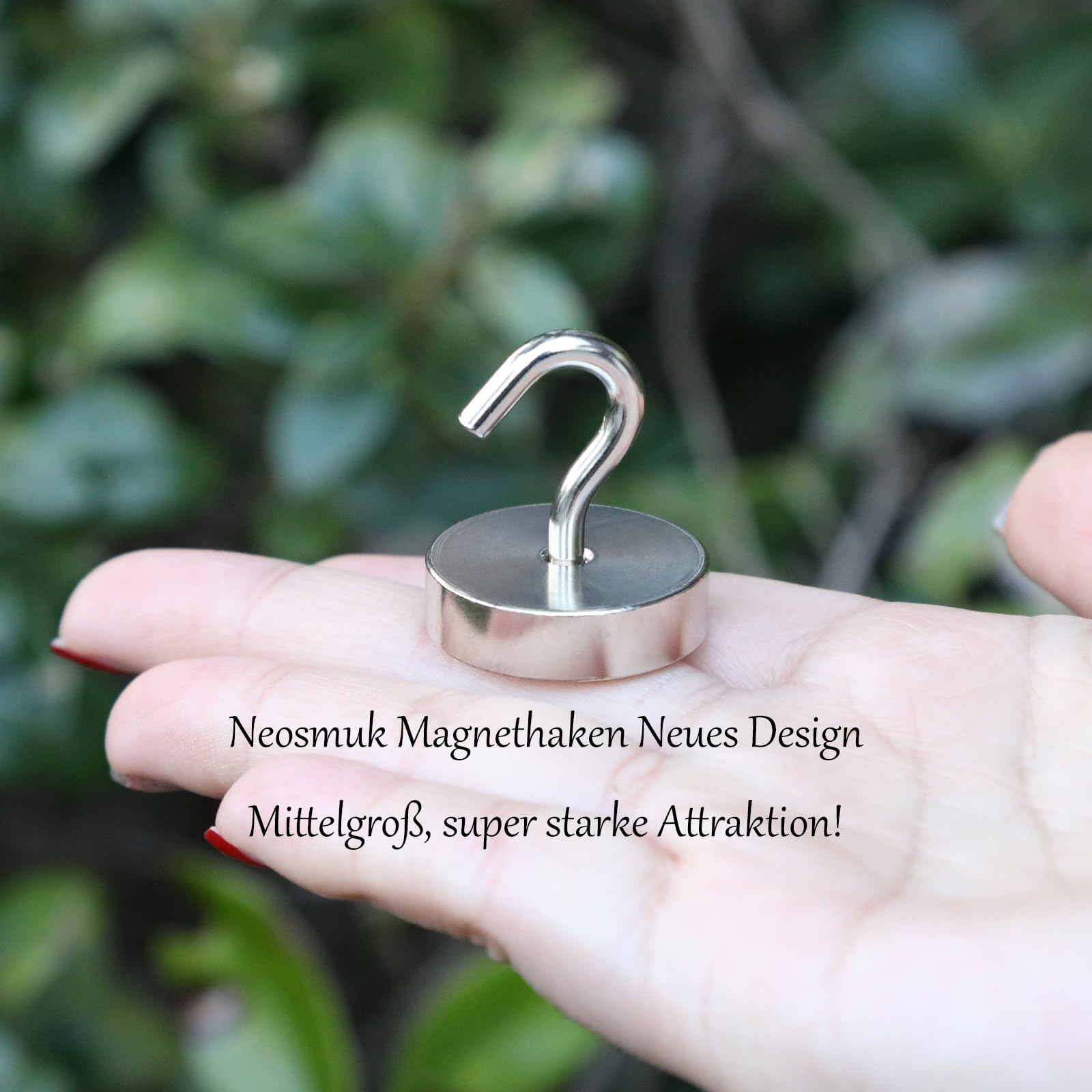Neosmuk Gancio magnetico, 30 kg, magneti da terra ad alte prestazioni con gancio per frigorifero, gancio cruise extra forte da appendere (argento, confezione da 10)