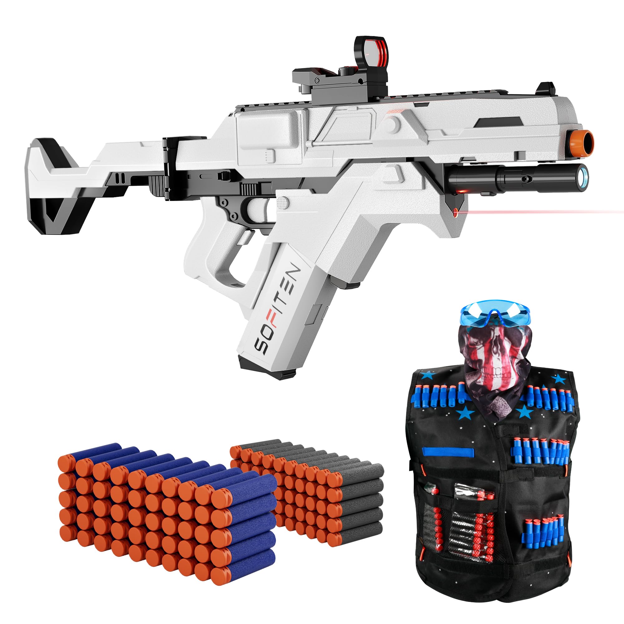 SOFITEN Automatic Toy Gun Electric Sniper Rifle withScope Tactical Vest Kit