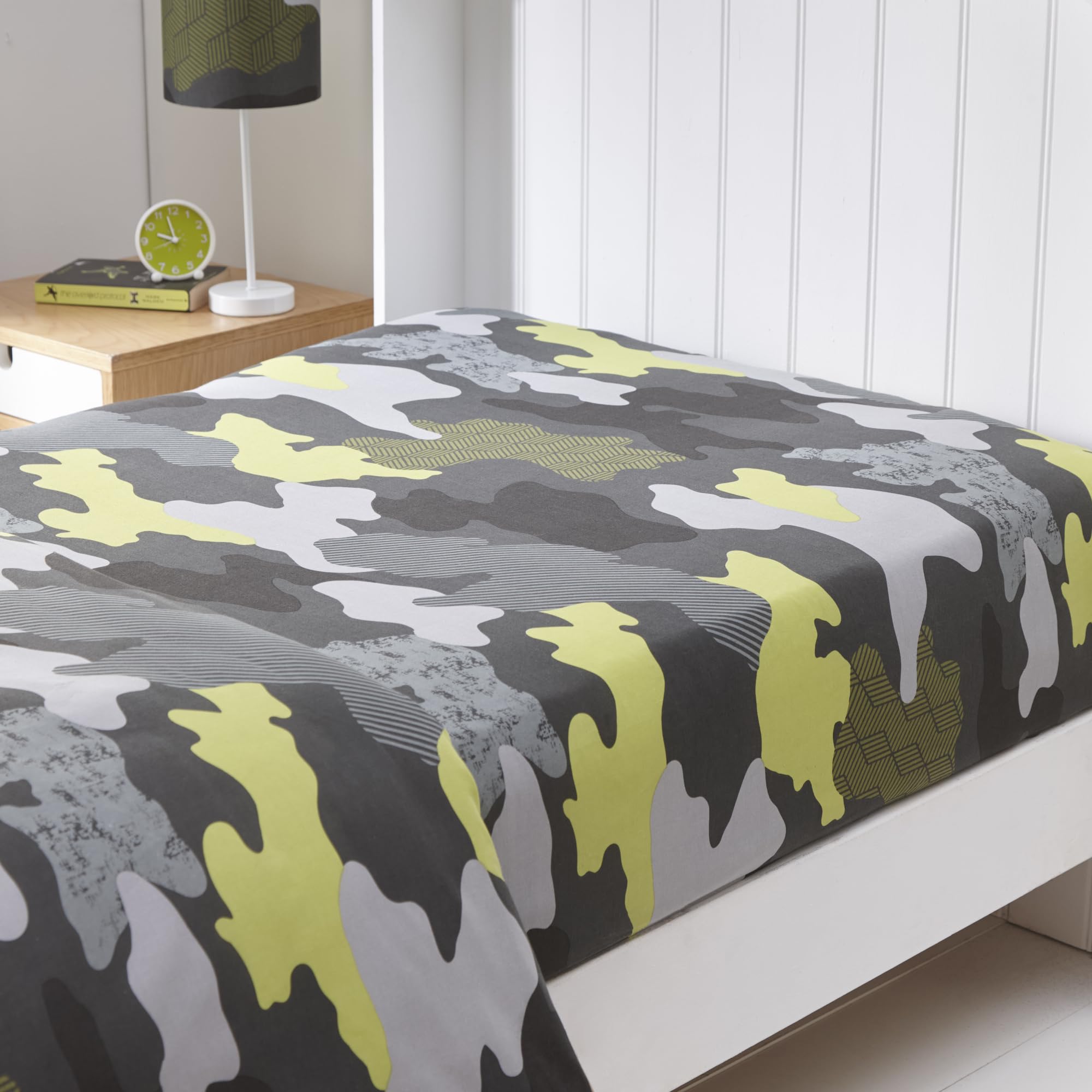 Happy Linen Company Girls Green Boys Kids Camo Camouflage King Fitted Sheet Bedsheet Bedding Bed Linen