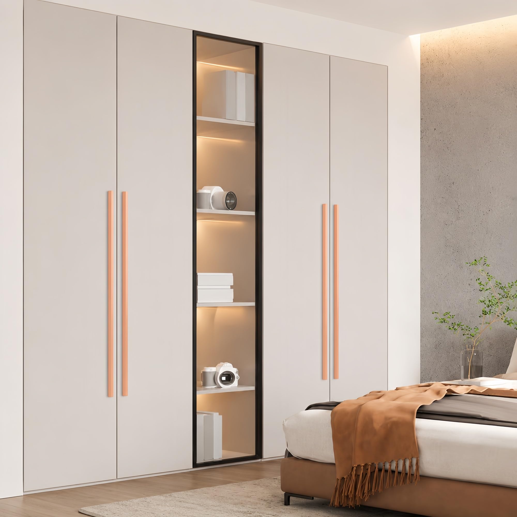 2er Set L-Zuggriff Aluminium Gold matt, Modernes Design Möbelgriffe