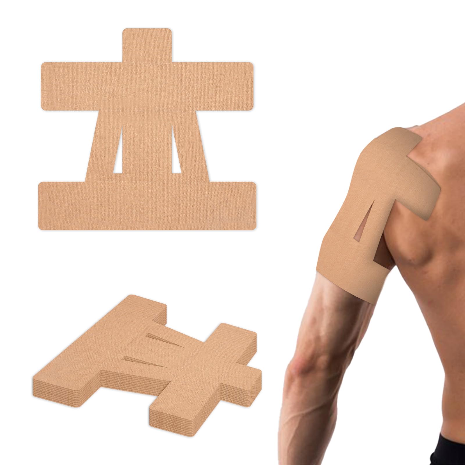 Photo 1 of 15 Pcs Precut Kinesiology Tape for Shoulder, Latex-Free Shoulder Tape for Pain Relief, Muscle Strips Kinesiology Tapes Precut, Sports Tapes Athletic Patch Support Muscle Elastic Breathable(Skin Color)