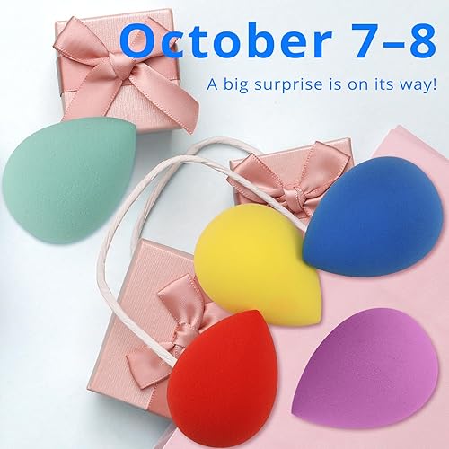 Miniatura 2 de BEAKEY Juego de 5 esponjas de maquillaje esponja de belleza para mezclar base impecable para líquido crema y polvo esponjas de maquillaje multicolor
