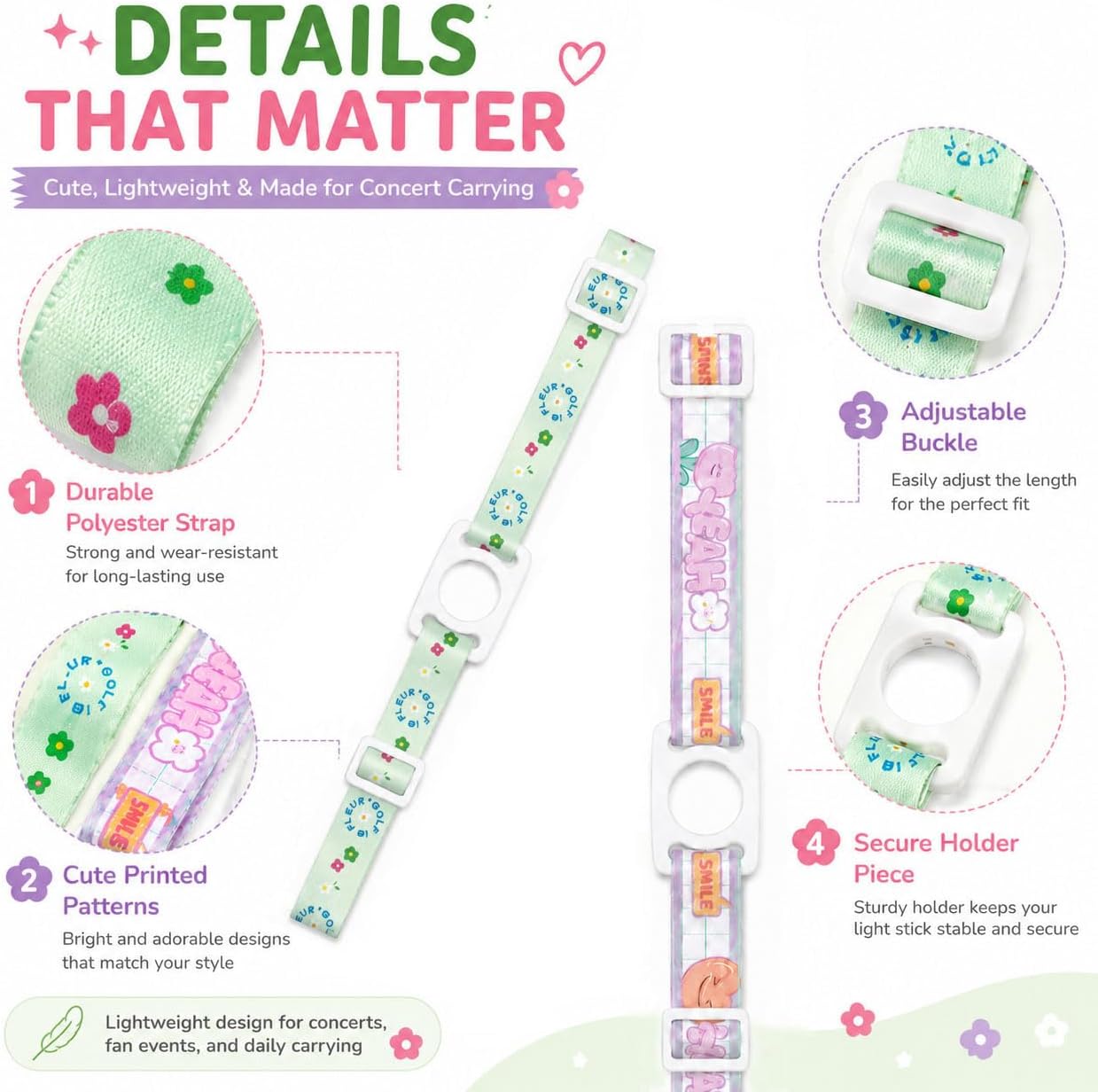 K-pop Adjustable Lightstick Lanyard， Lightstick Holder Strap, Crossbody Strap，Shoulder Lanyard image 4