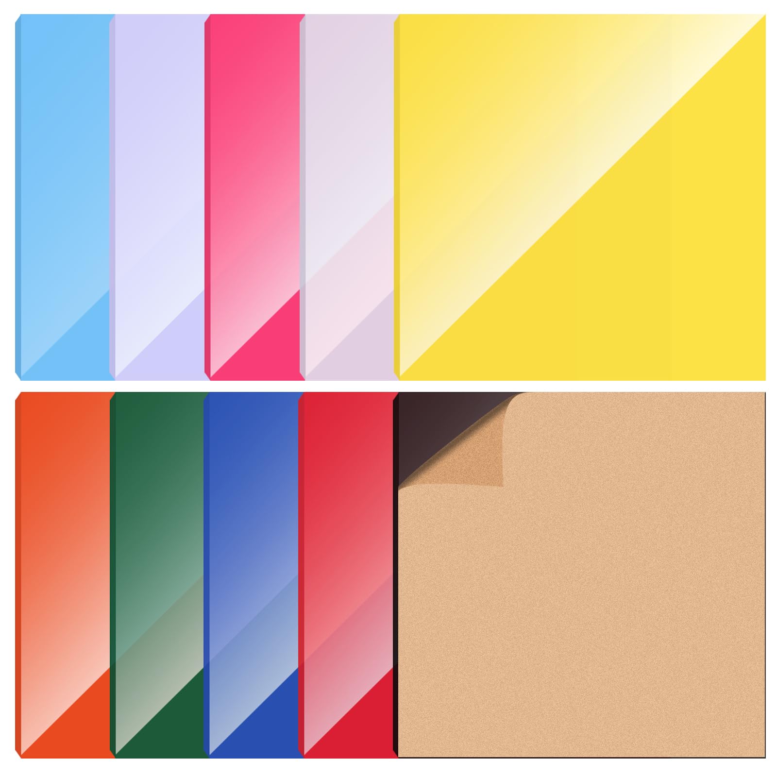 10 lastre in vetro acrilico colorato, 20 x 20 cm, set di lastre in vetro acrilico colorato, lastra acrilica colorata, acrilico colorato colato al laser, per progetti fai da te, cartelli stampati