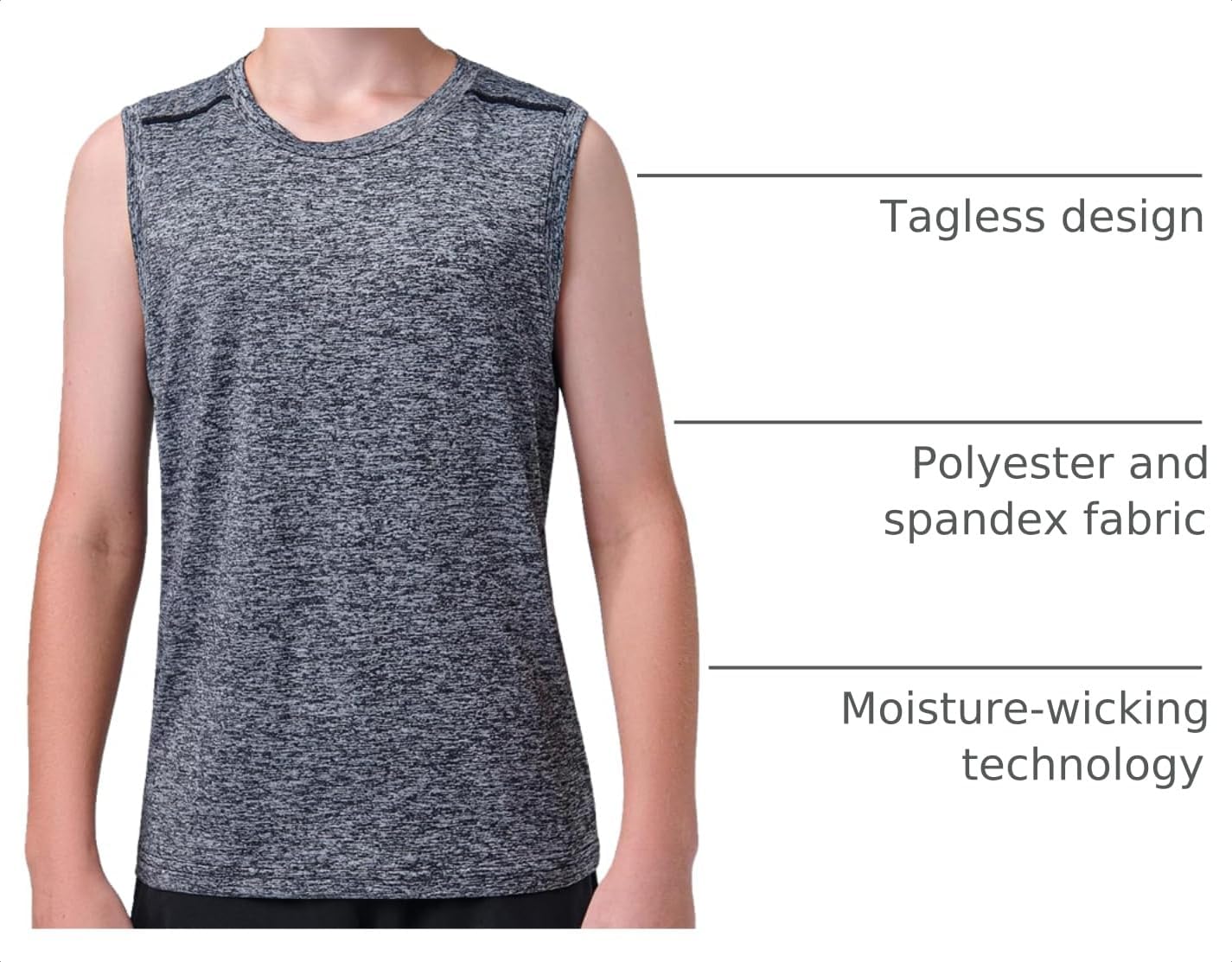 5 Pack Youth Boys Dry-Fit Active Tank Tops