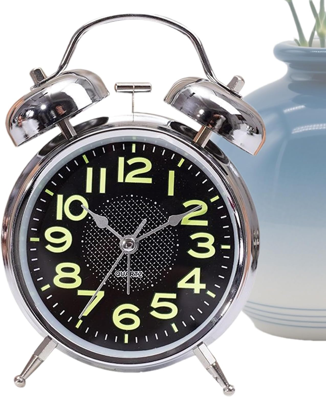 Luminous Desk Clock - Mechanical Alarm Watch, Silent Timer Device 3 Inch | Silent Room Clock, Easy View Dial with Soft Glow for Travel